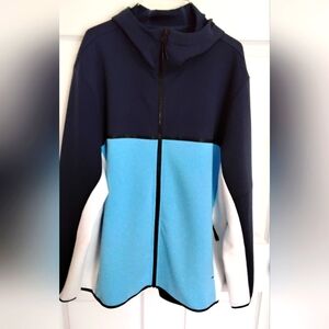 Mens Athletic Works Blue and Black Colorblock Zip-Up Hoodie Sweatshirt